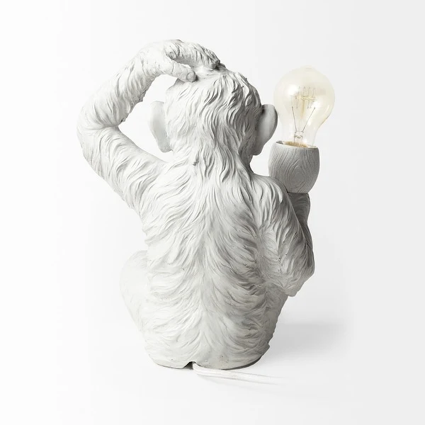 White Whimsical Monkey Table or Desk Lamp - 12