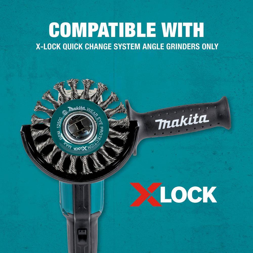 Makita X-Lock Quick Change System 4-12 in. Carbon Steel Crimped Wire Wheel Brush D-72665