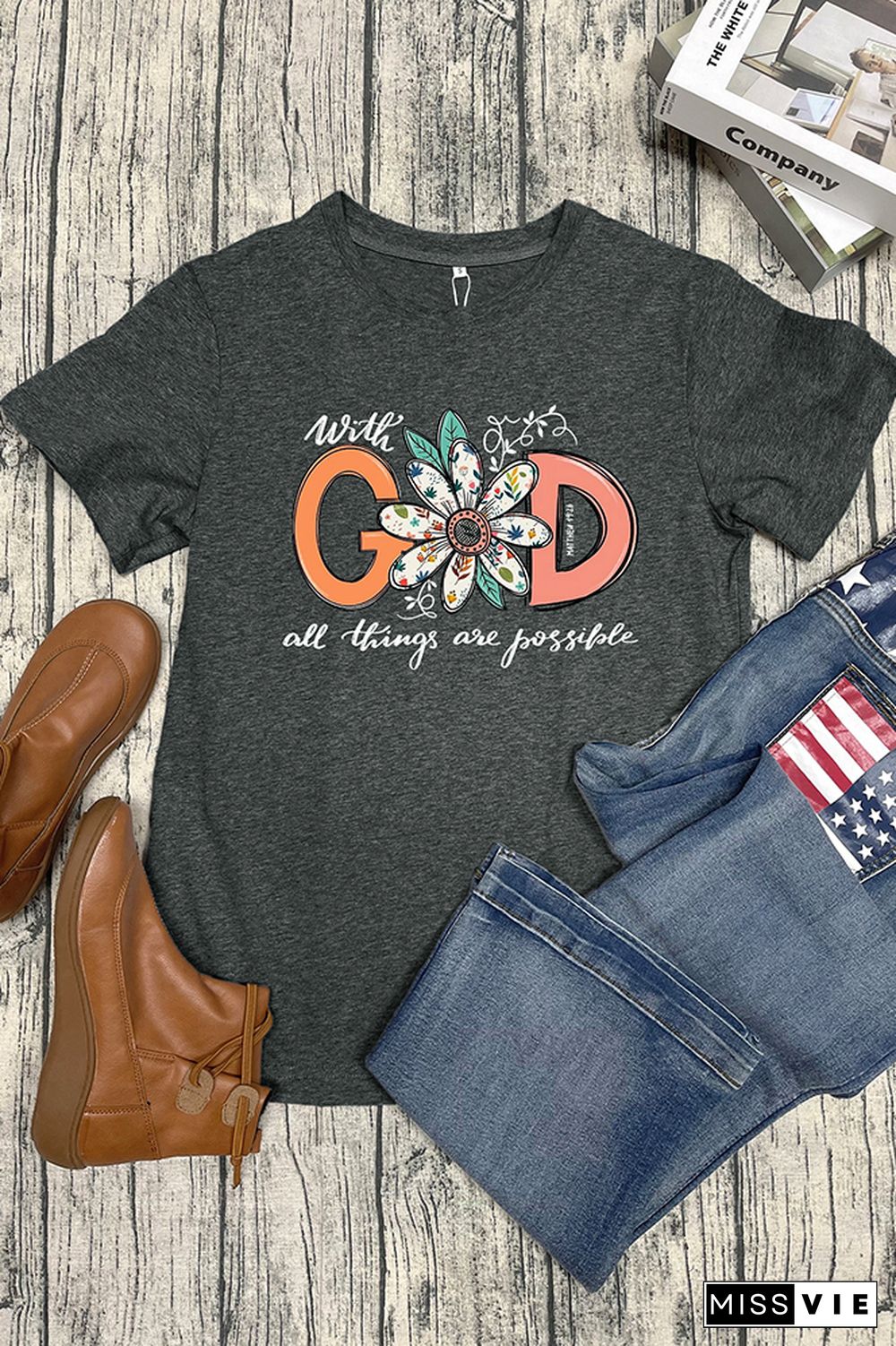 With God All Things Are Possible Short Sleeve Graphic Tee Wholesale