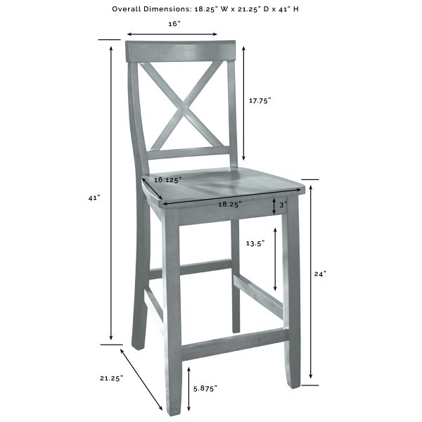 Julia Stainless Steel Top Island W/X-Back Stools