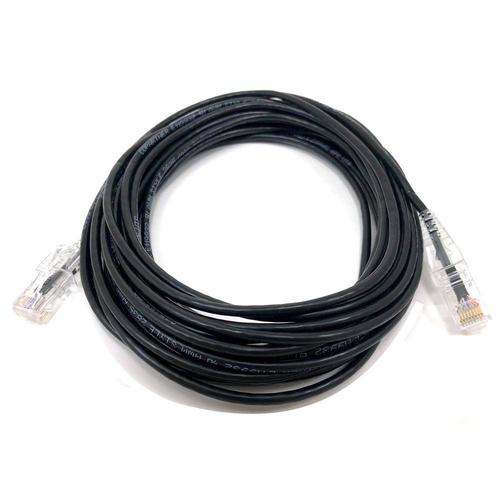 Micro Connectors Inc 25 ft. CAT 6A 10 Gbps UTP 28 AWG Ultra Slim Ethernet Cable Black E09-025B-SLIM