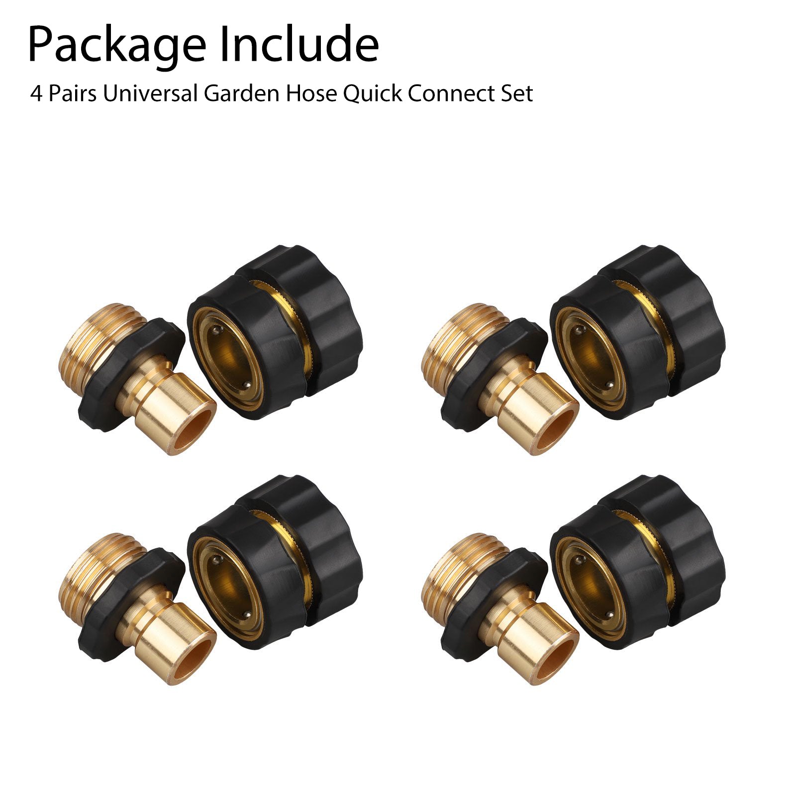 EEEkit 4 Set Garden Hose Quick Release Connect Coupler， Male and Female Metal Hose Fitting Quick Connector， No Leaking Water Hoses Quick Disconnect Adapter