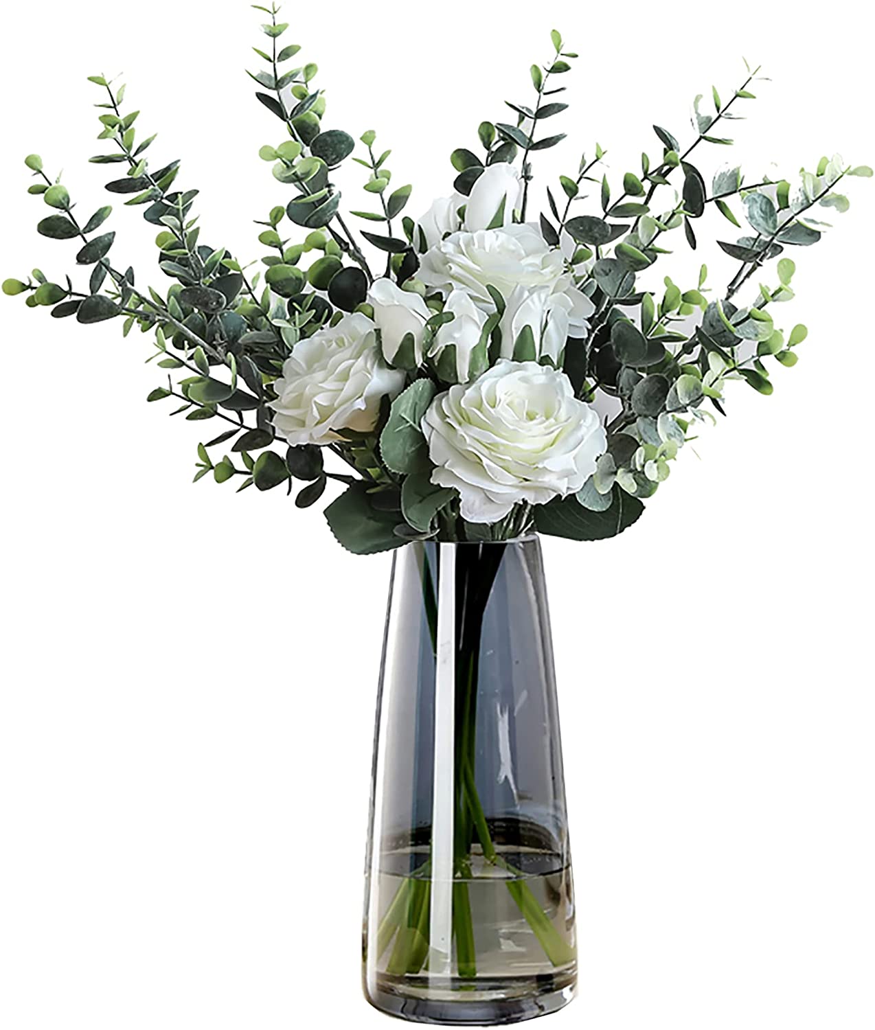 Ins Modern Glass Vase Irised Crystal Clear Glass Vase for Home Office Decor (Crystal Grey)