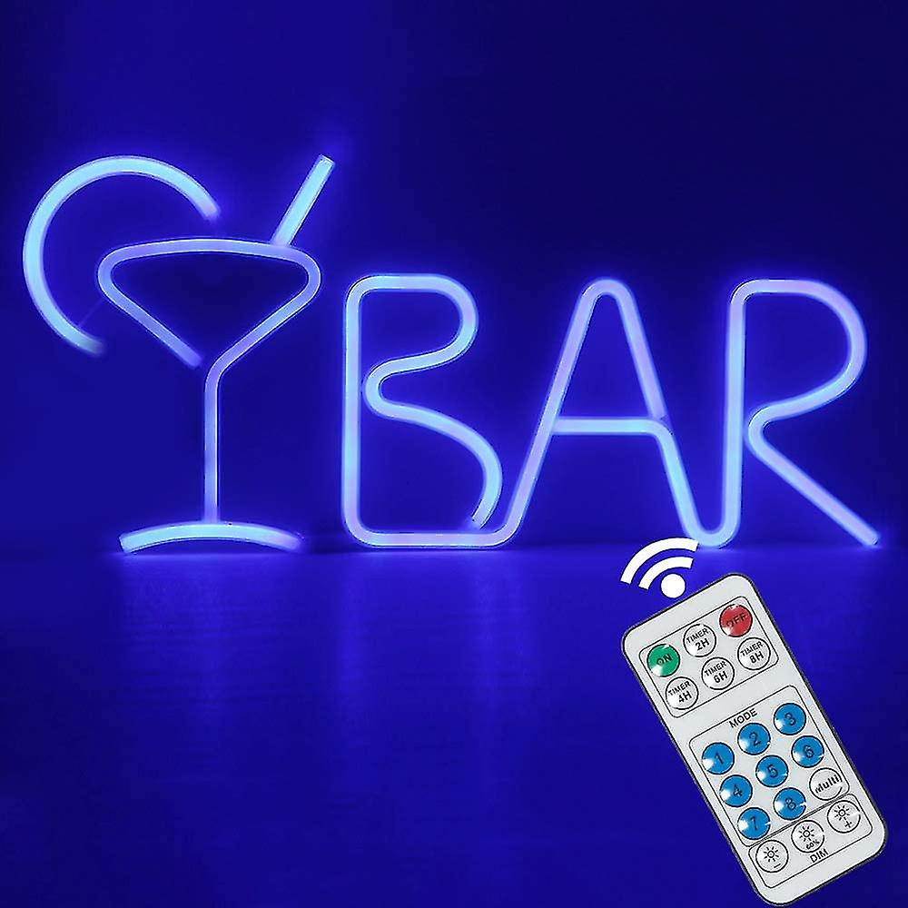 Neon Bar Sign Decorative Led Illuminated Letter Lights Pre-lit Pub Bar Sign - Neon Light Up Letters Lighted Bar Decor(blue)1pcs