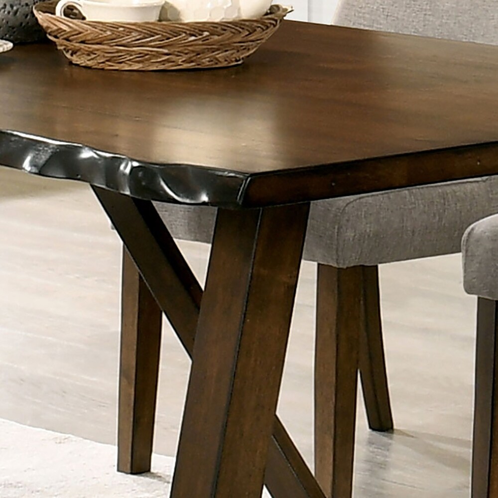 Furniture of America Leesie Rustic Walnut 71 inch Trestle Dining Table