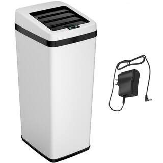 iTouchless 14 Gal. White Sliding-Lid Motion Sensing Touchless Trash Can IT14SW