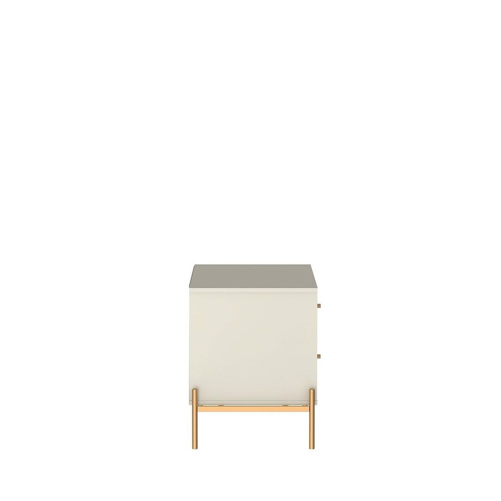 Manhattan Comfort Jasper Full Extension Drawer Nightstand in White Gloss (Set of 2)