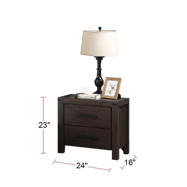 2-drawers Nightstand with Tapered Feet and Metal Hardware Pulls， Sturdiness Wood Frame， Bedroom/Living Room Furniture - - 36148946