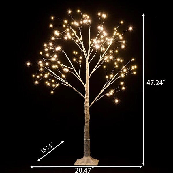 47.24 H Artificial White Blossom Birch Tree Holiday Decoration