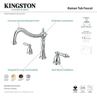 Kingston Brass Heritage 2-Handle Deck-Mount Roman Tub Faucet in Polished Chrome (Valve Included) HKS1341AL