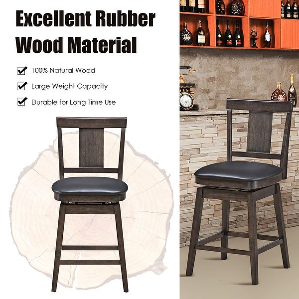 Classic Wooden Bar Stools Swivel Counter Height Bar Stool