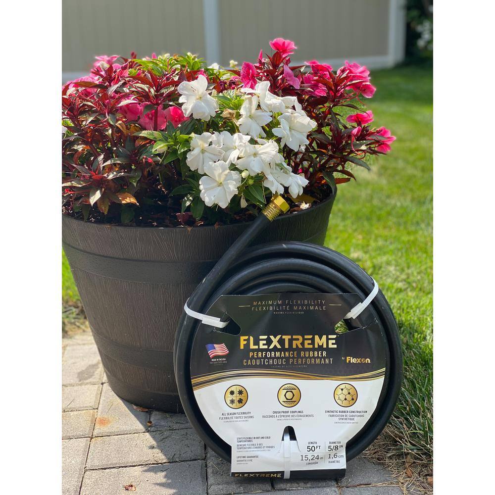 Flexon Flextreme 58 in. Dia x 50 ft. Black Performance Rubber Garden Hose FLXPR5850