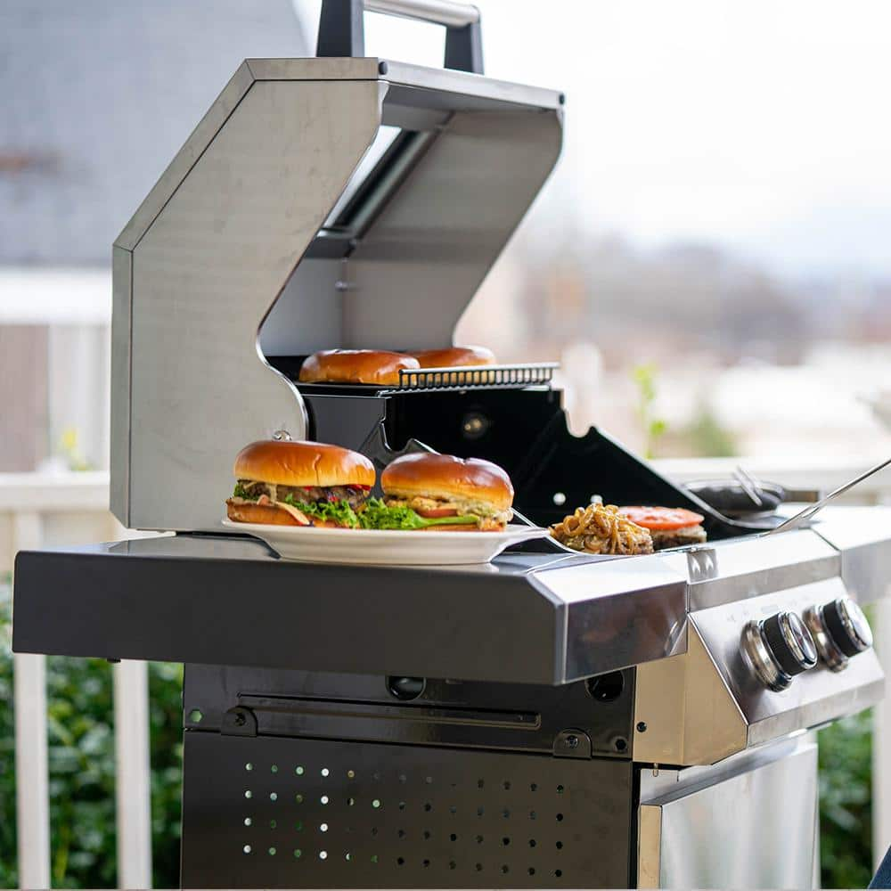 Monument Grills 2-Burner Propane Gas Grill in Stainless with Clear View Lid and LED Controls 14633