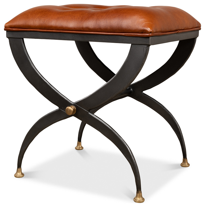 Modern Curule Stool   Traditional   Footstools And Ottomans   by English Georgian America  Houzz