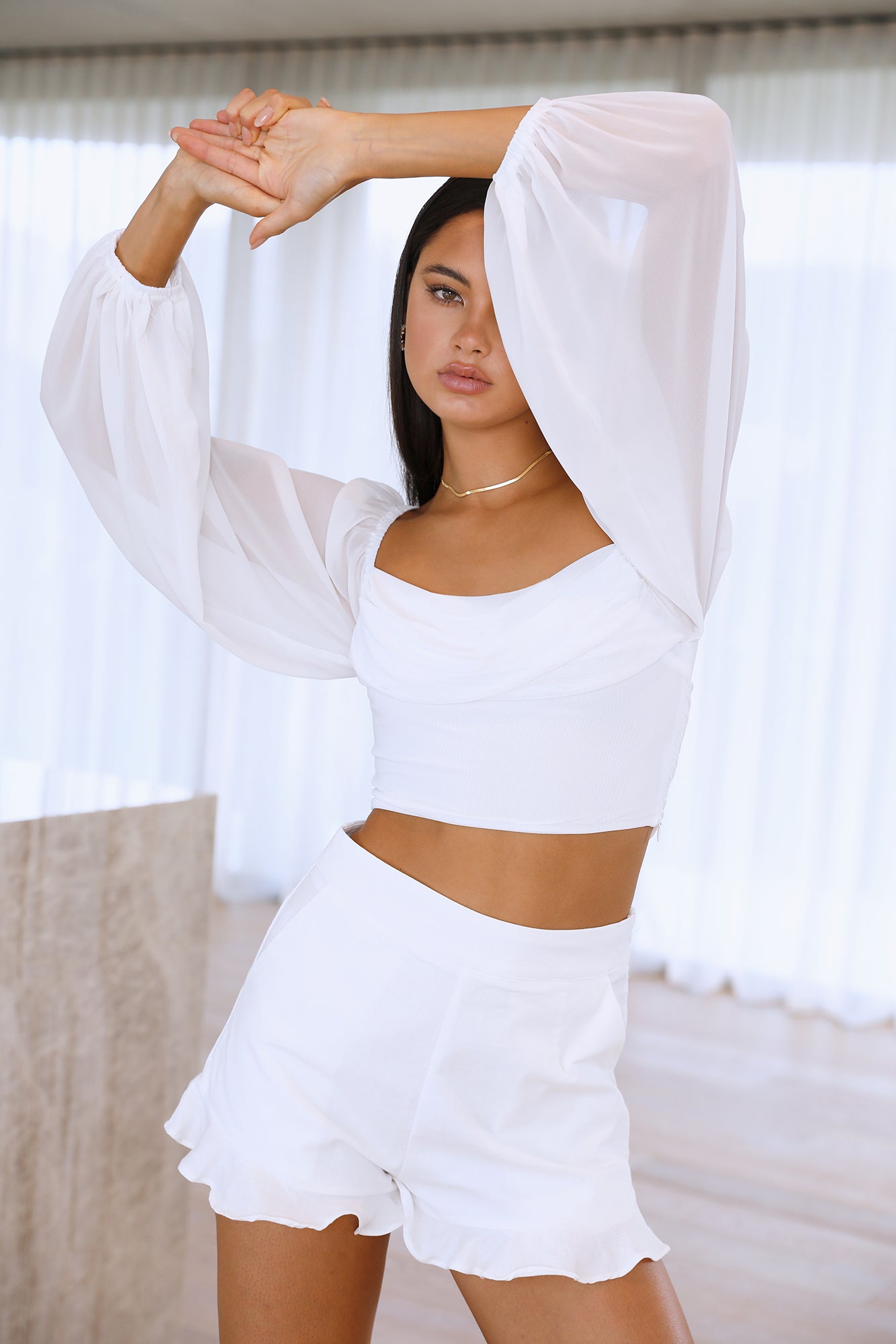 Caramel Heart Crop White