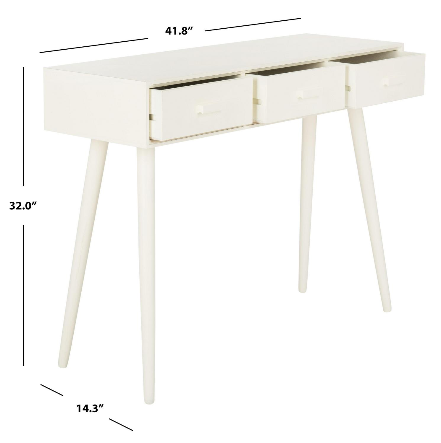 Safavieh Albus 3 Drawer Modern Solid Console Table White  Crowdfused