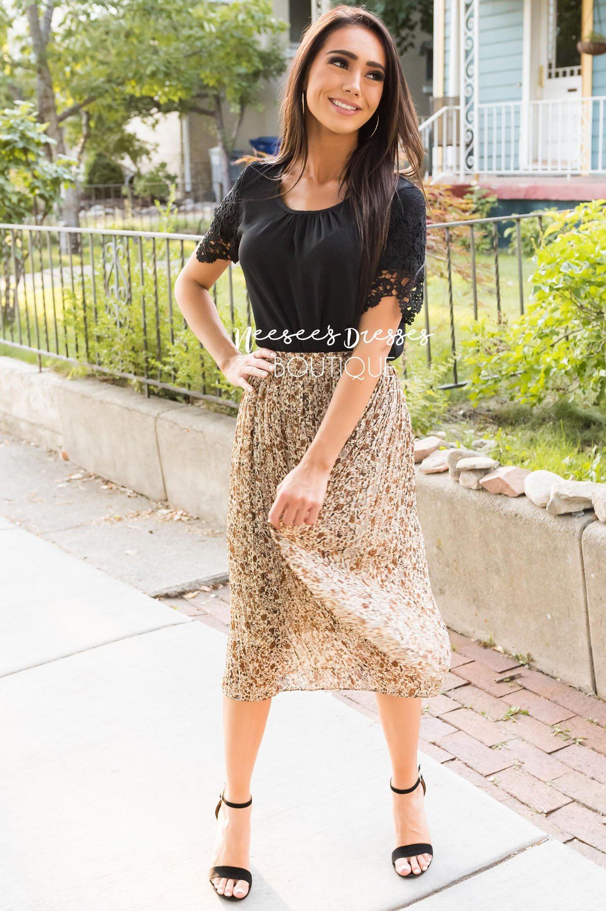 Fall Blooms Modest Pleat Skirt