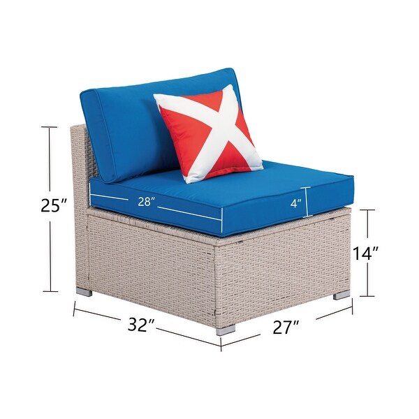 COSIEST PE Wicker Outdoor Armless Chair with Pillow