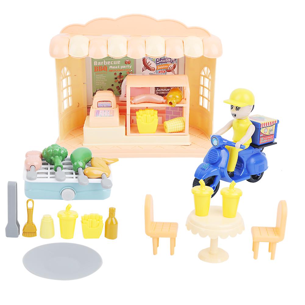 Children Pretend Play Toy Highly Simulation Barbecue Hamburger Store With Lightbarbecue Store