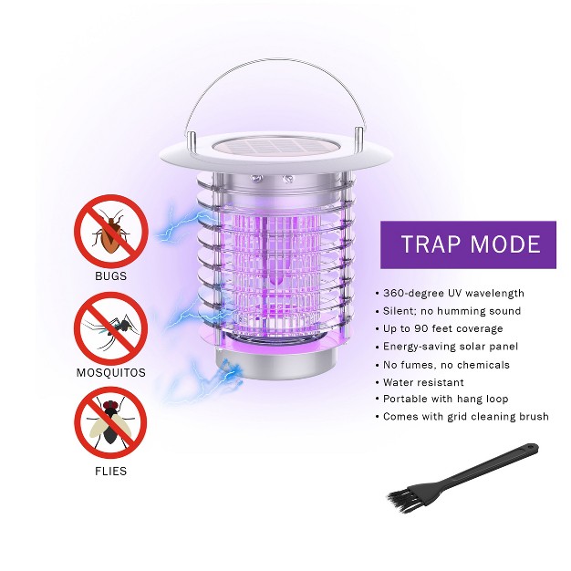 Nature Spring 2 in 1 Portable Led Lantern amp Bug Zapper Uv Lamp Silver