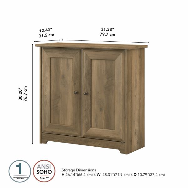 Bush Furniture Cabot Small Storage Cabinet with Doors in Reclaimed Pine