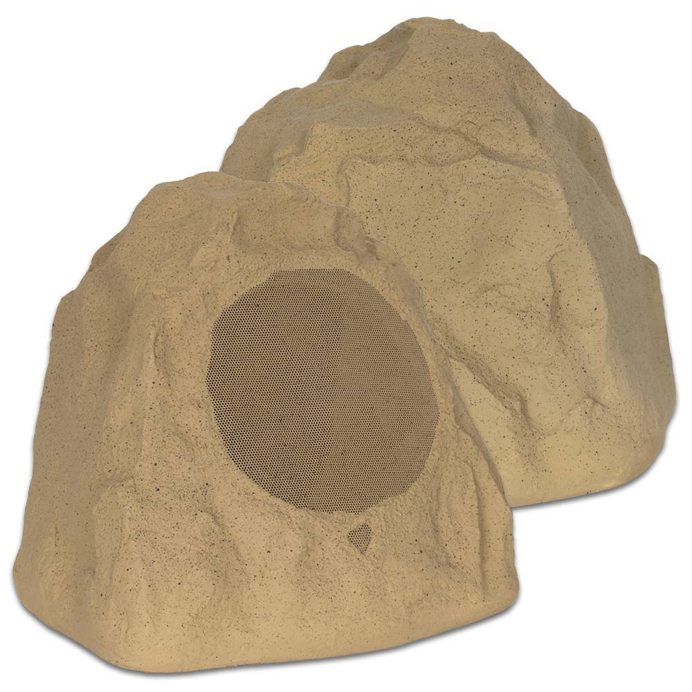 Theater Solutions by Goldwood Outdoor Sandstone 8 in. Rock 2-Speaker Set for Yard Deck 2R8S