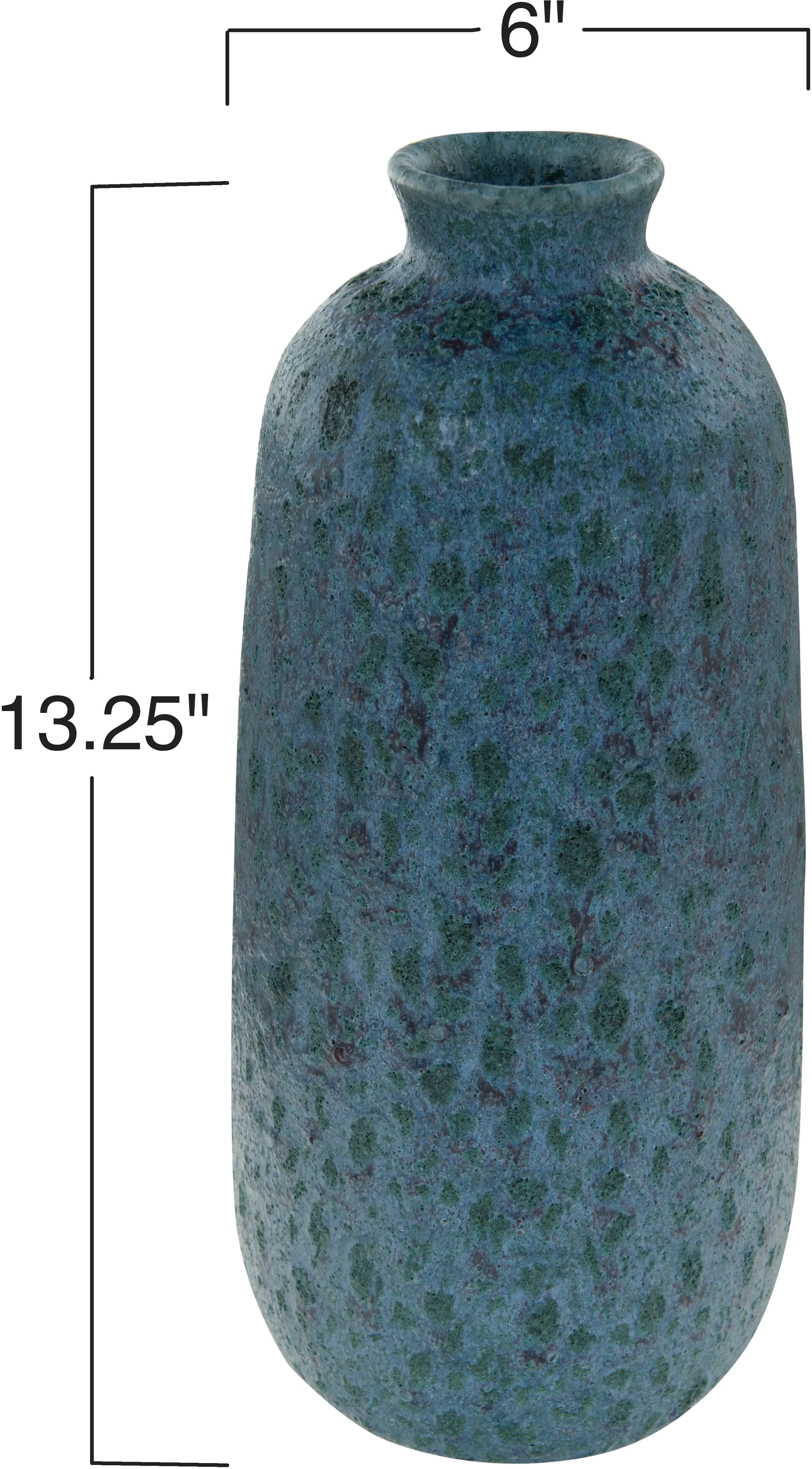 13 Inch Matte Blue Terracotta Vase with Reactive Glaze