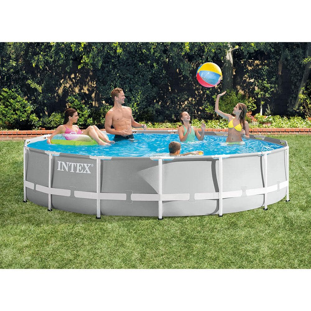 Intex 15 ft. Round 3.5 ft. D Metal Frame Above Ground Pool with Taylor Pool Water Test Kit 26723EH + K2006