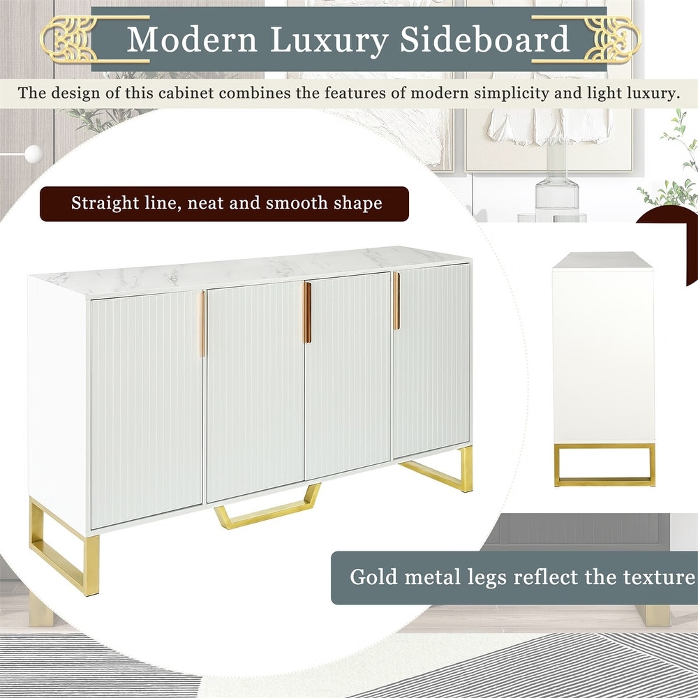 Merax Modern 4 door Sideboard with Metal Handles   Legs