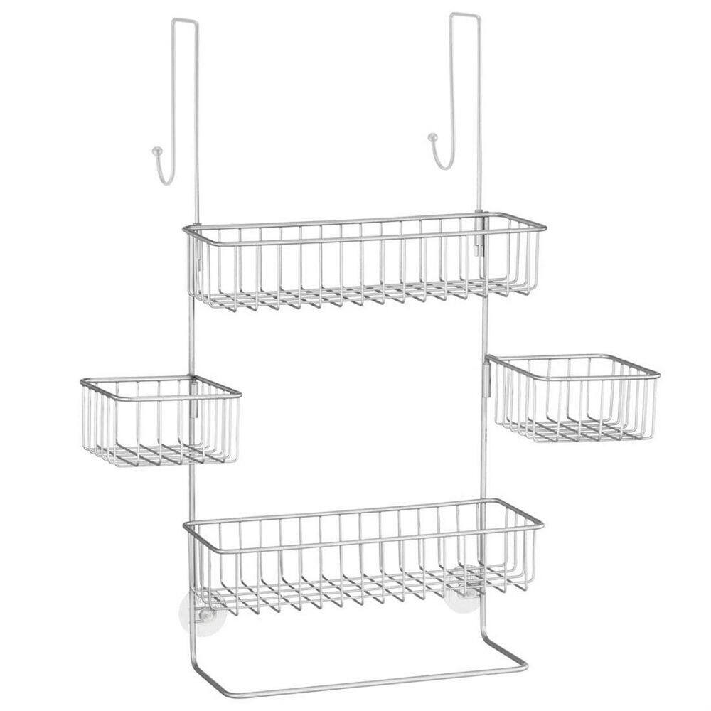 Dracelo Suction Cup Mounted Bathroom Shower Caddy Over the Door Hanging Rack with Soap Dish and Towel Hooks in Chrome B07TCBBF86