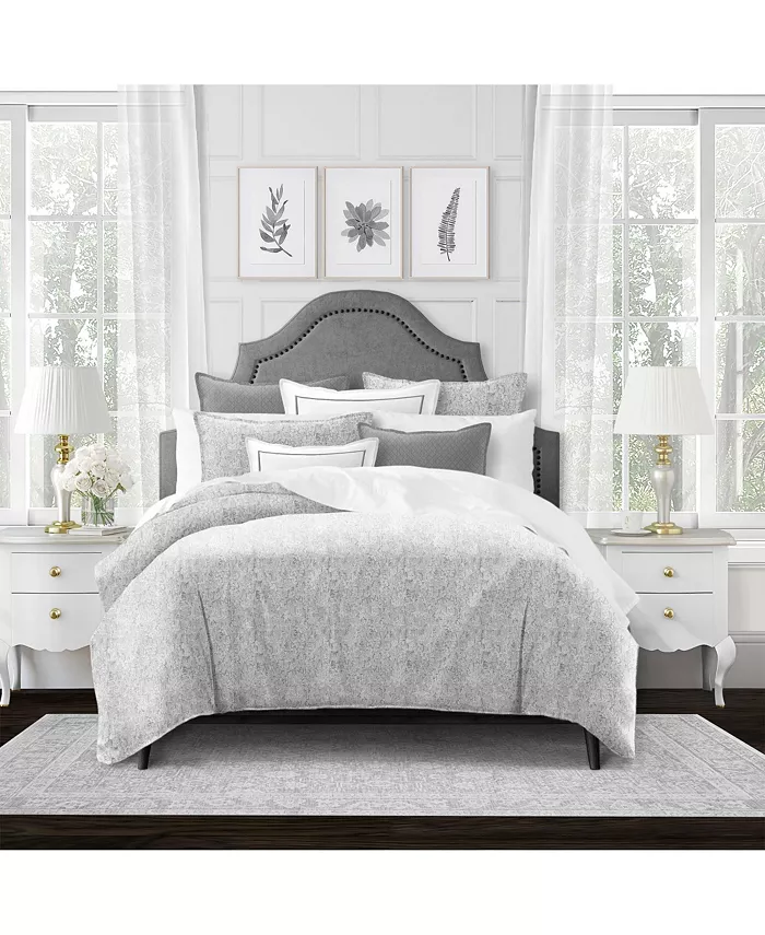 6ix Tailors Fine Linens Perry Silver California King Duvet Cover and 2 Shams Set， Plus 2 Bonus Cushions