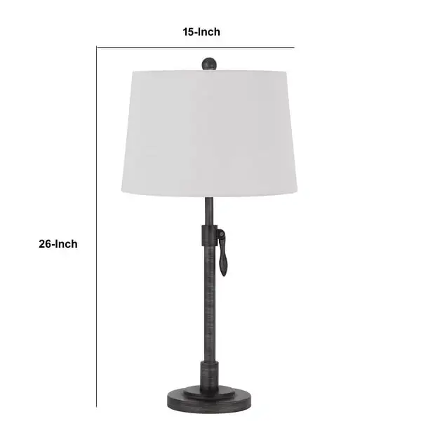 26 Inch Adjustable Metal Table Lamp with Latch， Heather Grey