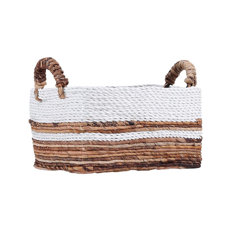 Saddle River Rectangular Dark Banana and White Raffia Rope Basket 3-piece Set