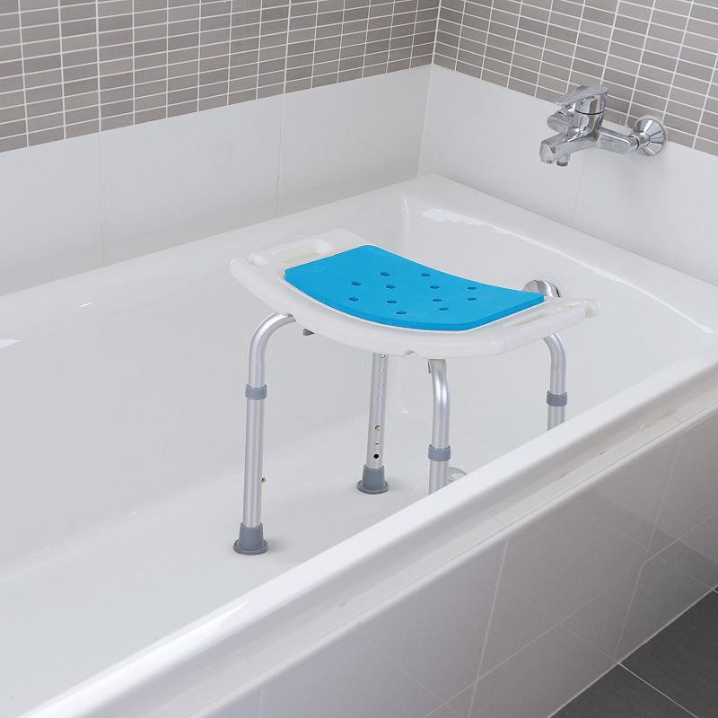 Homcom 6 Level Adjustable Curved Bath Stool Spa Shower Chair Non Slip Design for the Elderly Injured and Pregnant Women