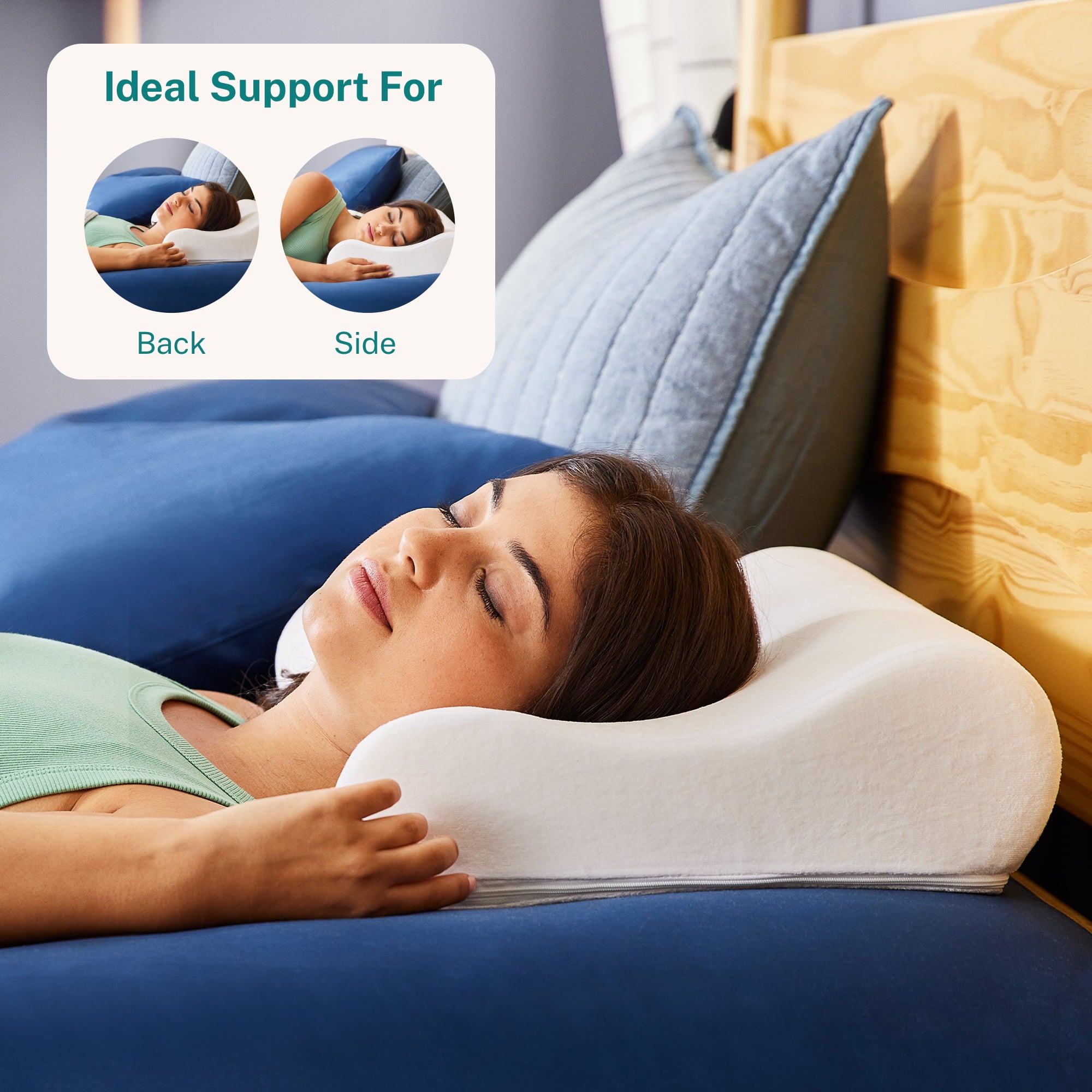 Sleep Innovations Contour Memory Foam Pillow, Standard Size, Cervical Support Pillow for Sleeping, 5-Year Warranty