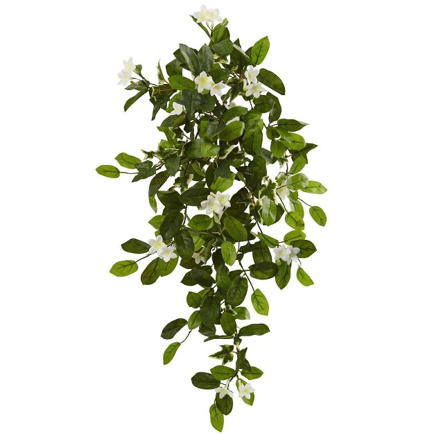 Nearly Natural 19-in Mixed Stephanotis and Ivy Hanging Artificial Plant (set Of 4)