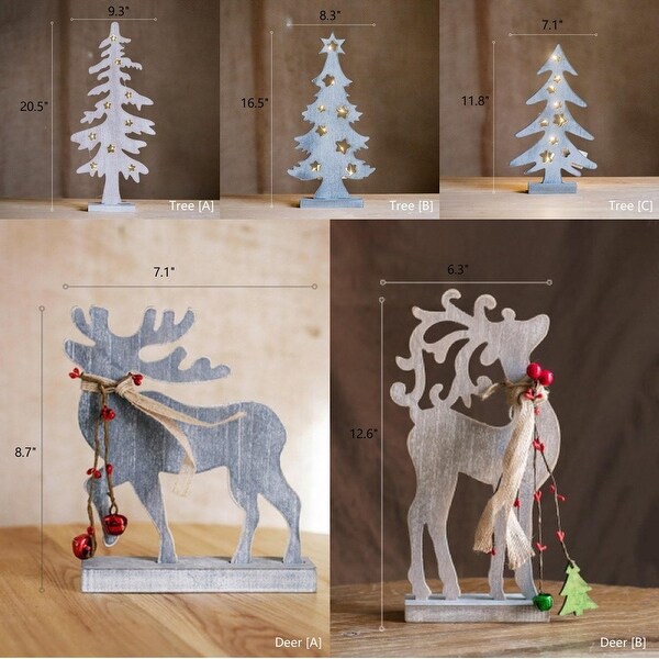 RusticReach Christmas Desktop Decoration Figurines in Wood