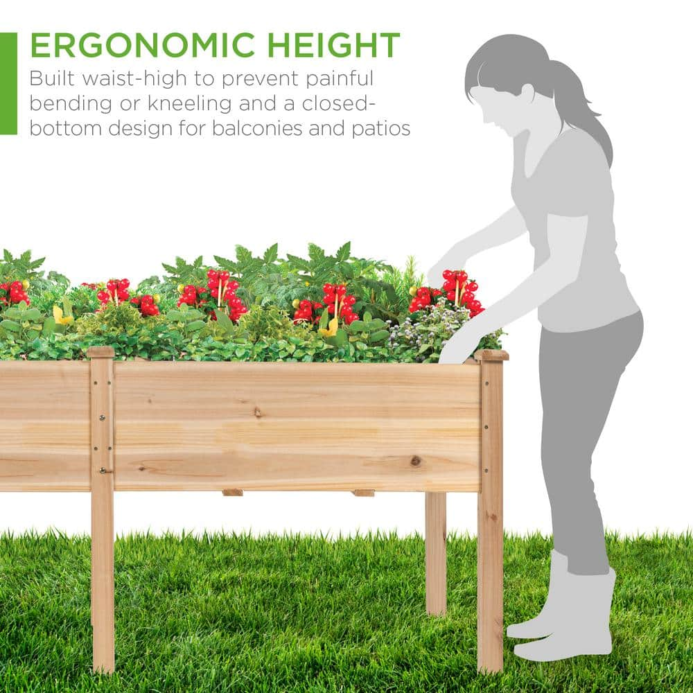 Best Choice Products 6 ft. x 2 ft. x 2.5 ft. Raised Garden Bed， Elevated Wooden Planter Box Stand for Backyard， Patio with Divider Panel SKY6152