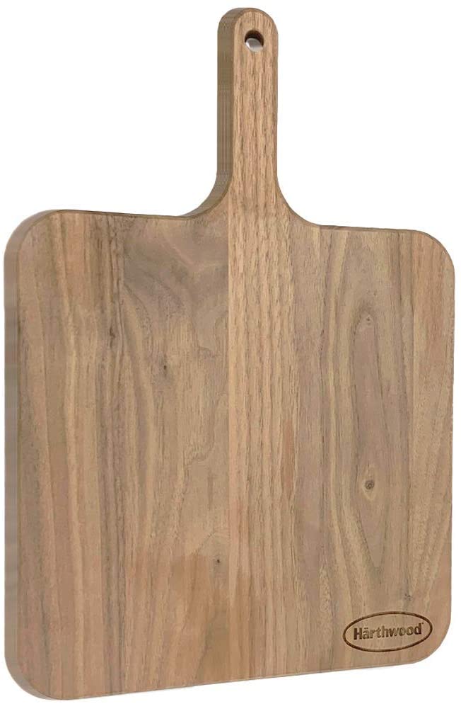 Härthwood Walnut Wood Cutting Board with Handle | Paddle Wooden Shaped Serving Board | Genuine North American Black Walnut for Cheese and Steak | Gift Set with Coconut Seasoning Oil Made in USA (9