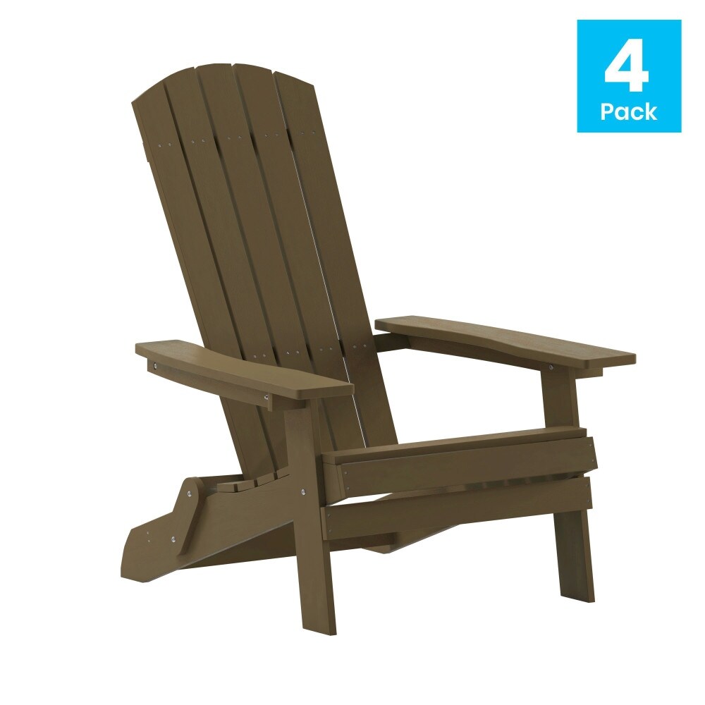 Poly resin Folding Adirondack Indoor/Outdoor Patio Chair (Set of 4)