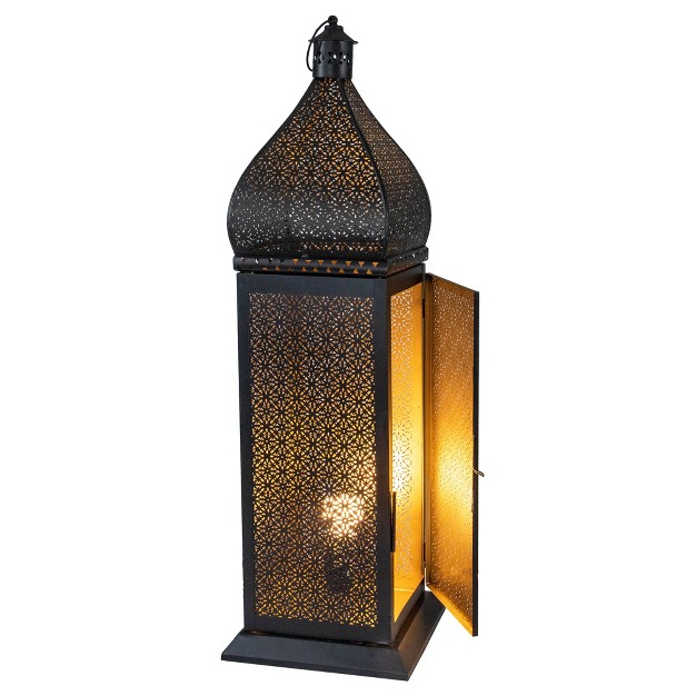 Black And Gold Moroccan Style Lantern Floor Lamp