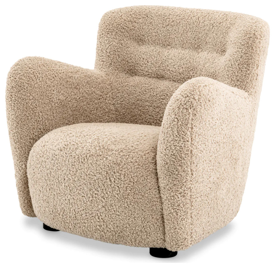 Beige Shearling Lounge Chair  Eichhotz Bixby   Transitional   Armchairs And Accent Chairs   by Oroa   Distinctive Furniture  Houzz