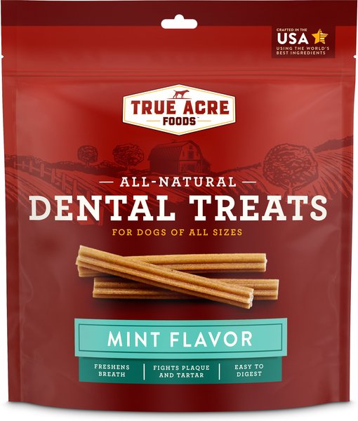 True Acre Foods All-Natural Dental Chew Sticks Mint Flavor Dental Dog Chews