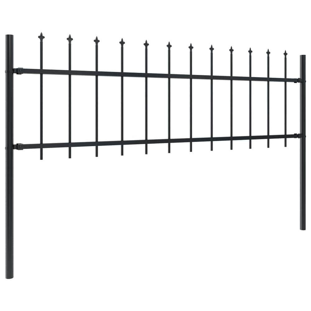 Cisvio Garden Fence with Spear Top Steel 133.9 in. x 23.6 in. Black D0102HE0N7V