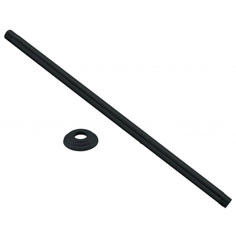 Westbrass 12 in. IPS x 24 in. Round Ceiling Mount Shower Arm with Flange Matte Black D3624A-62