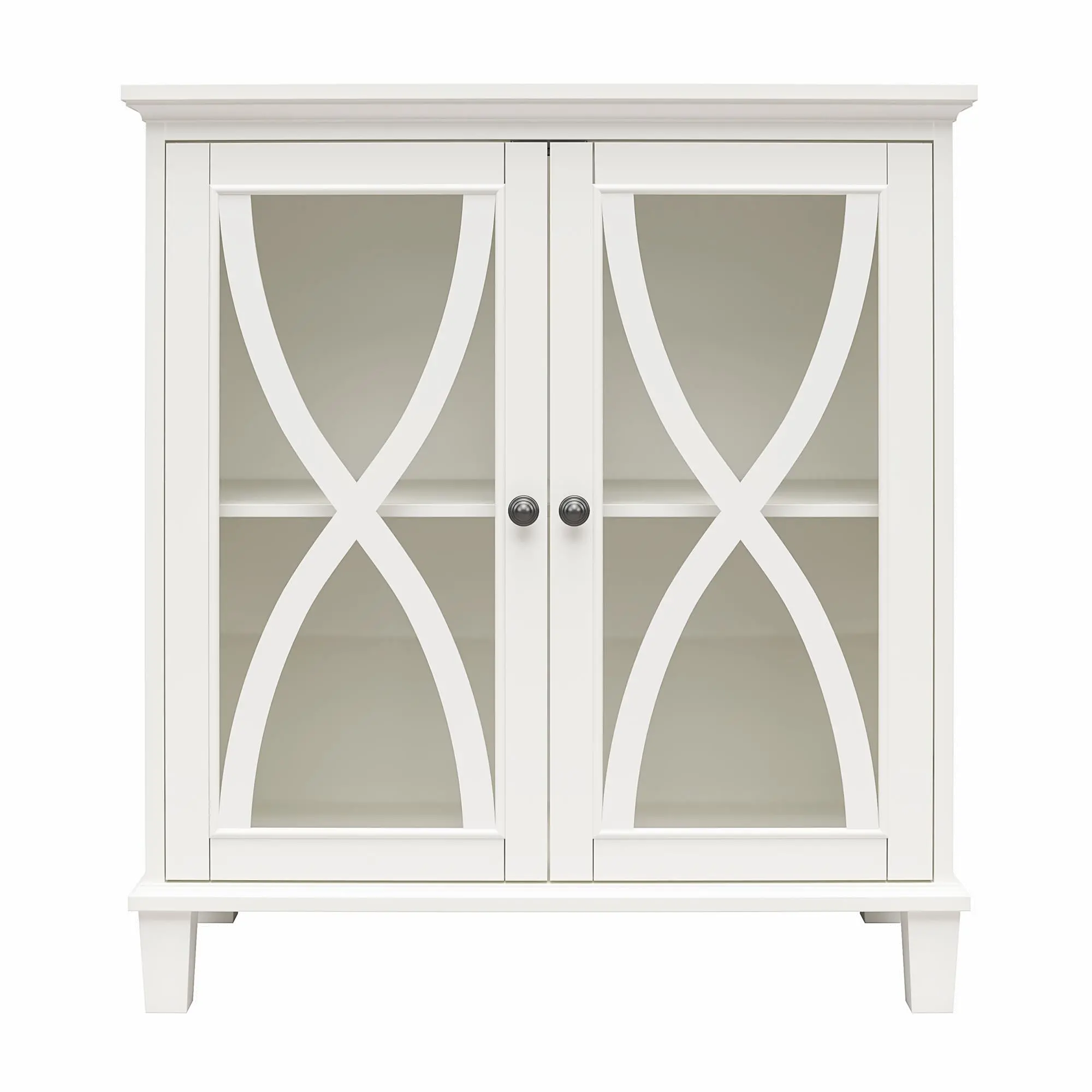 Celeste White Accent Cabinet with Glass Doors