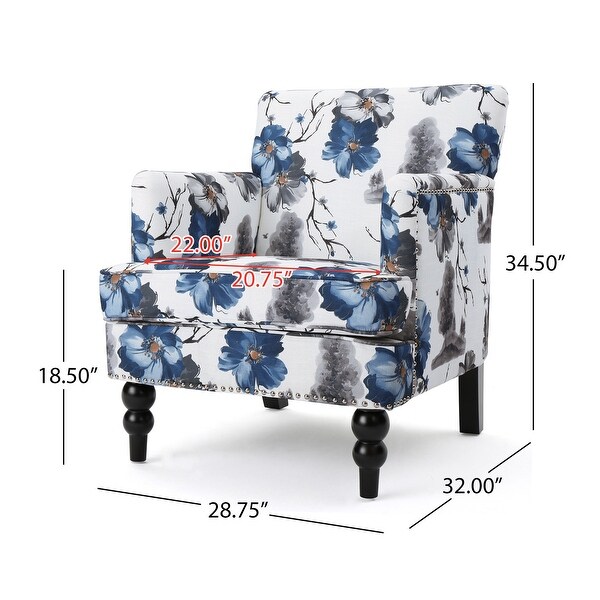 Boaz Floral Fabric Club Armchair by Christopher Knight Home