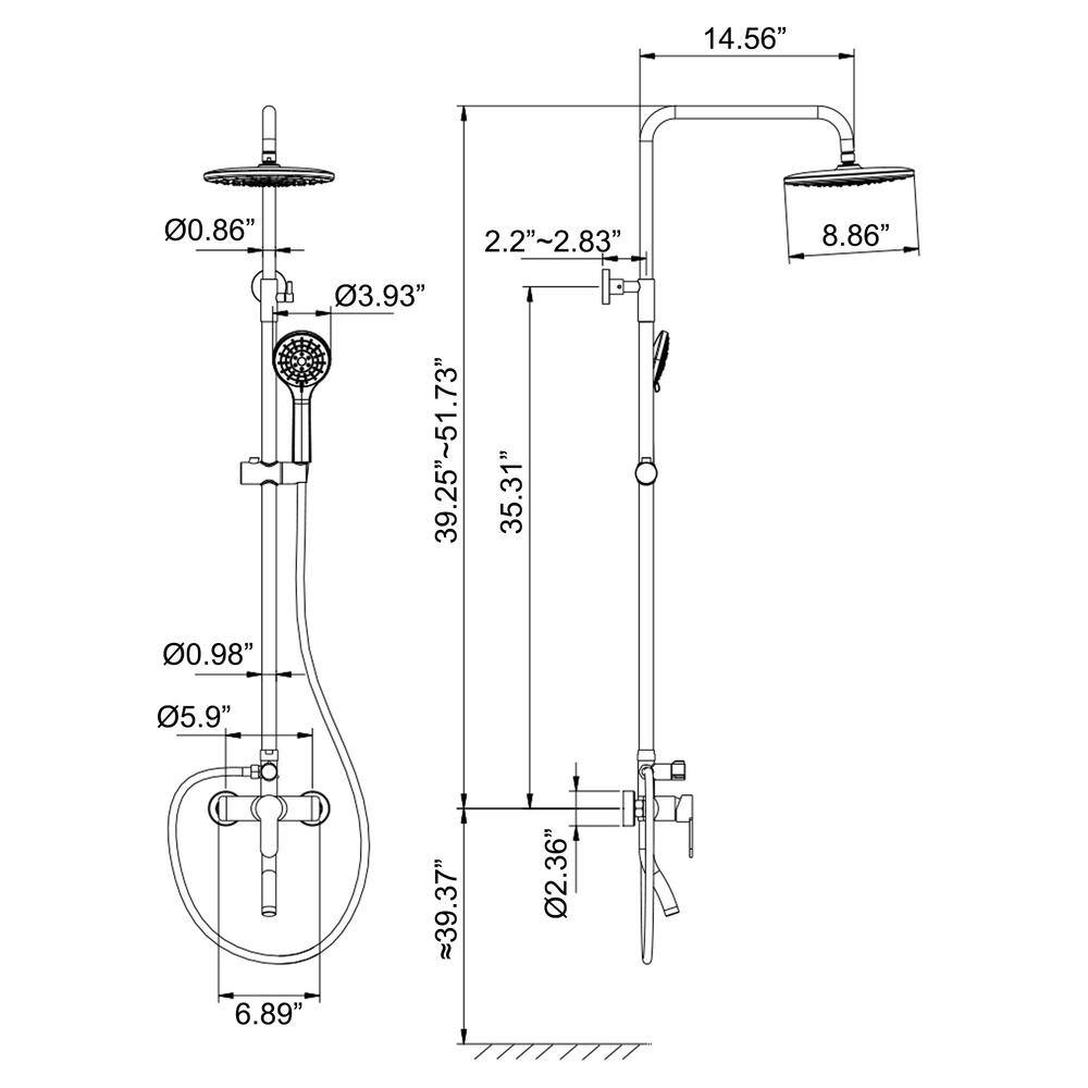 Tomfaucet 3-Spray Tub and Shower Faucet with Hand Shower in Brushed Gold (Valve Included) TFK0153BG