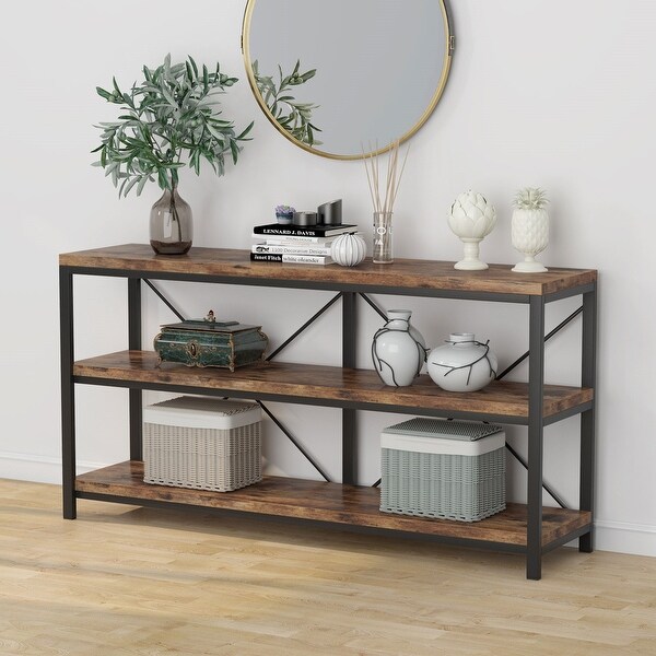 Sofa Table， 3 Tiers Console Table TV Stand with Storage Shelves