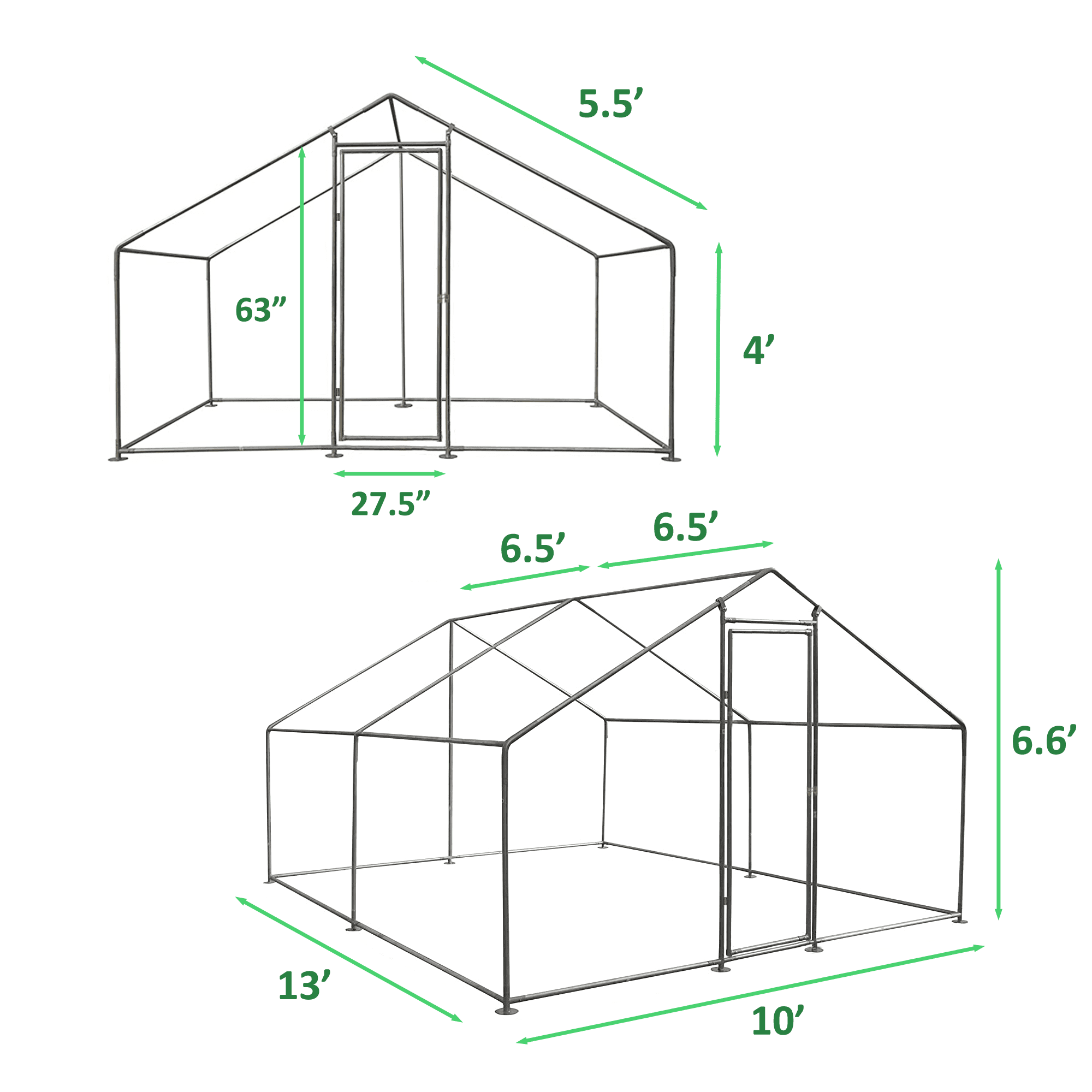 Outdoor Large Metal Chicken Coop for 20-40 chickens Walk-in Hen House Poultry Pet Hutch w/ Cover Garden Backyard Cage for Farm Use